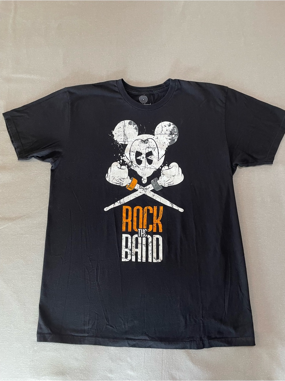 Disney Black 'Rock the Band' Graphic Tee Magic Band SZ L